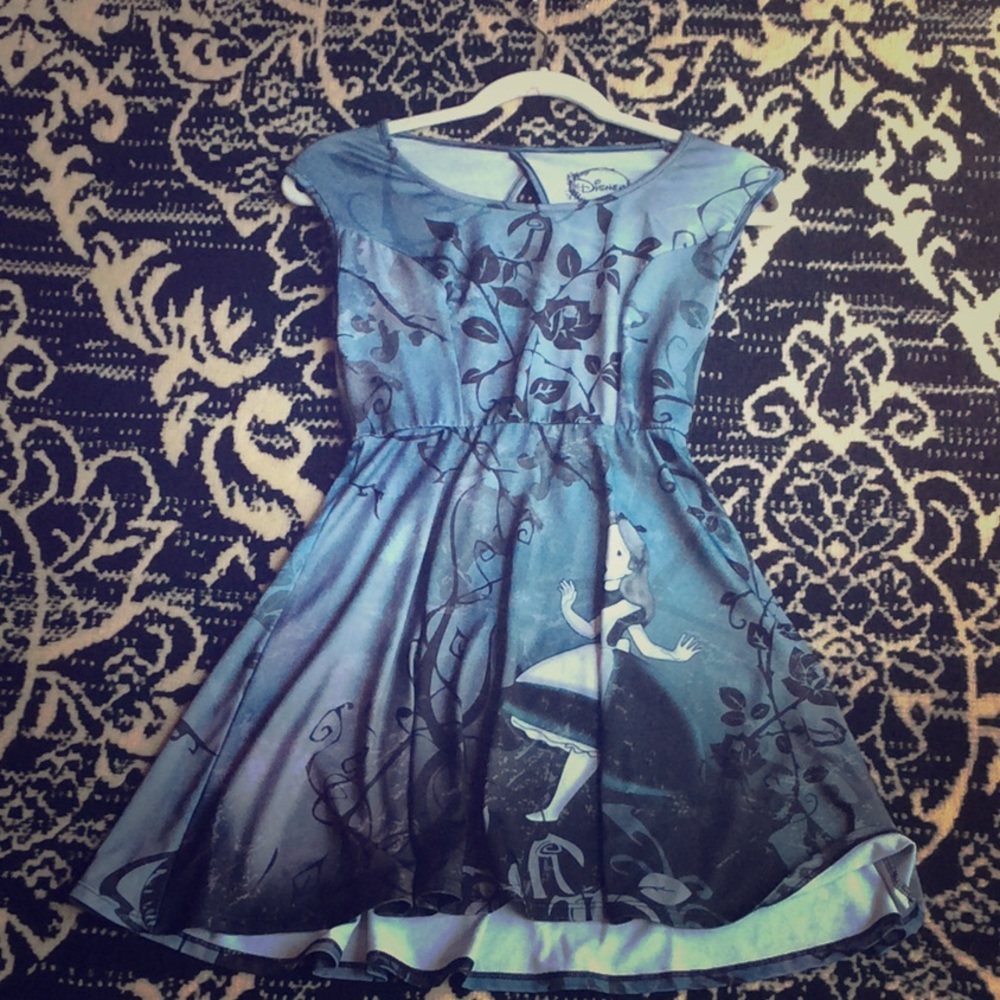 Gray Alice in Wonderland Skater Dress